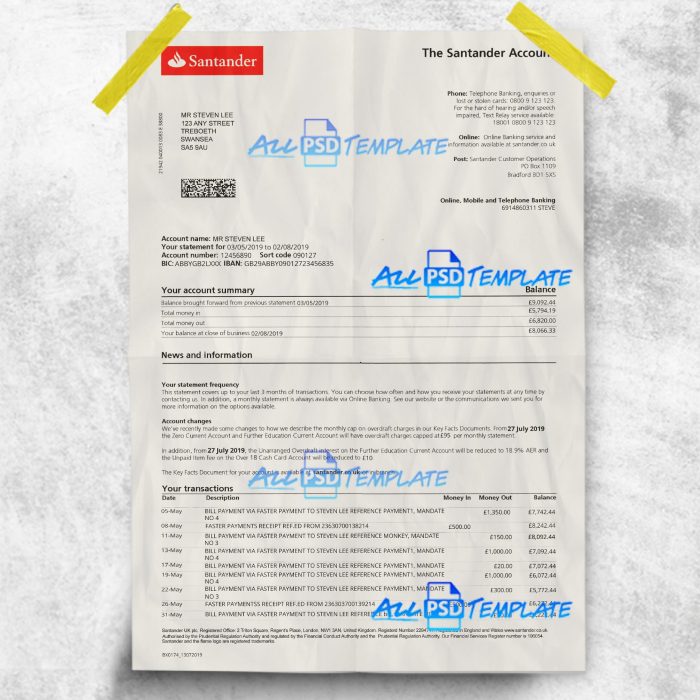 Santander Bank Statement Psd Template Download Fake Psd Template 9139